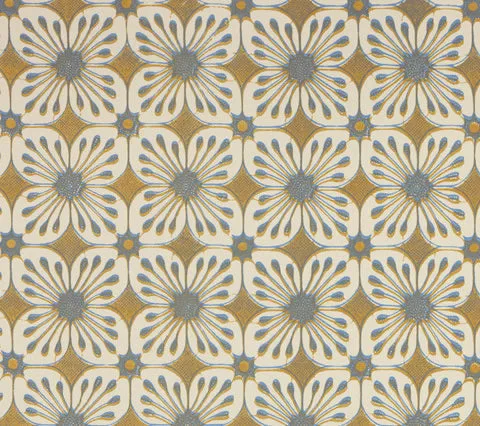China Seas Fabric: Barbados Batik - Custom Olive / French Blue on Cream Suncloth (Outdoor Quality)