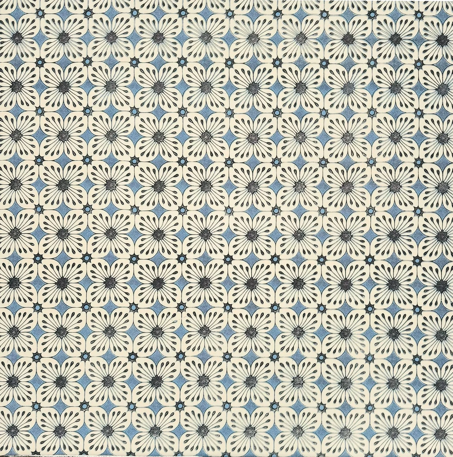 China Seas Fabric: Barbados Batik - Custom Windsor / Brown on Cream Suncloth (Outdoor Quality)