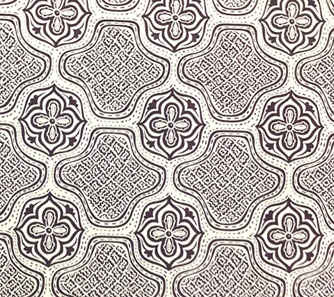 China Seas Fabric: Hmong Batik - Custom Eggplant on Vellum Suncloth