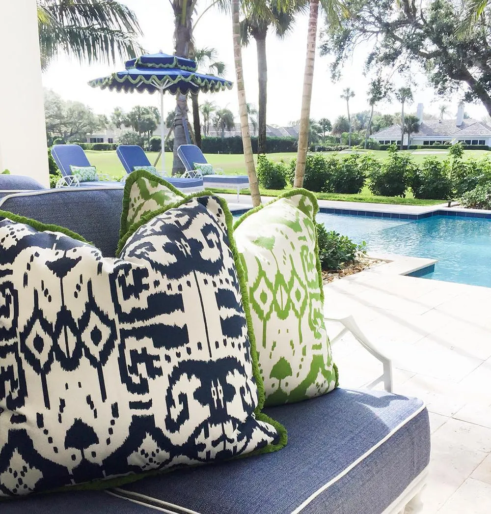 China Seas Fabric: Island Ikat - Custom Beige on White Suncloth (OUTDOOR)