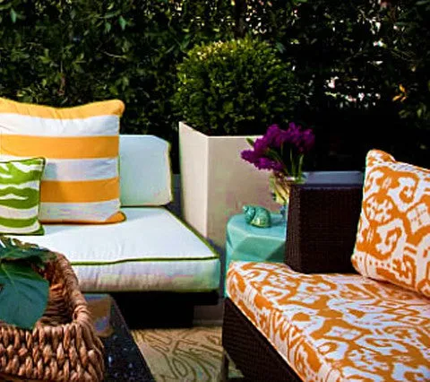 China Seas Fabric: Island Ikat - Custom Palm Green on White Suncloth (Outdoor Quality)