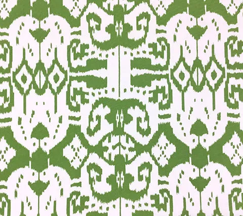 China Seas Fabric: Island Ikat - Custom Palm Green on White Suncloth (Outdoor Quality)