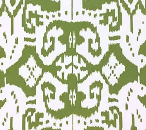 China Seas Fabric: Island Ikat - Custom Palm Green on White Suncloth (Outdoor Quality)