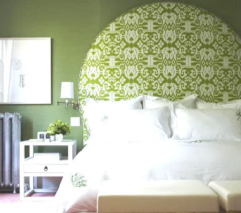 China Seas Fabric: Island Ikat - Custom Palm Green on White Suncloth (Outdoor Quality)