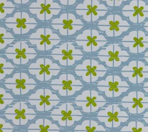 China Seas Fabric: Kyoto Two Color - Custom Cadet Blue / New Apple Green on White Suncloth