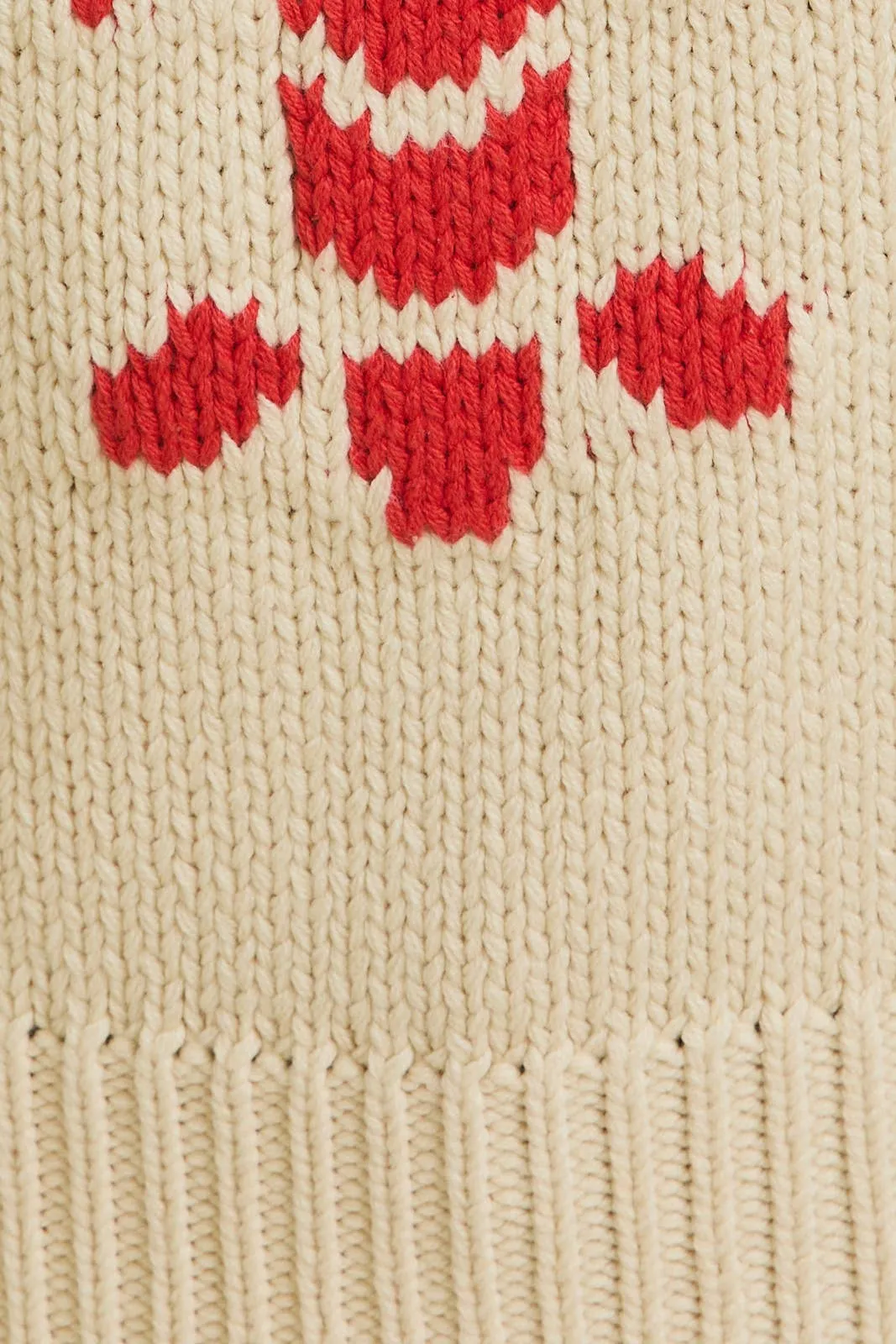 Cream Red Wide High Neck Sleeveless Lobster Sweater
