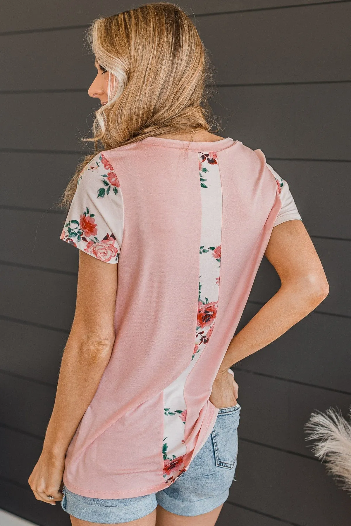 Delight My Heart Floral Sleeve Top- Blush