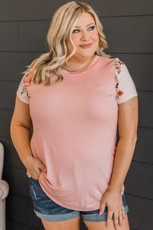 Delight My Heart Floral Sleeve Top- Blush