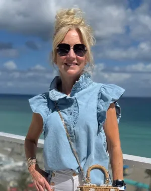 Denim Flutter Top