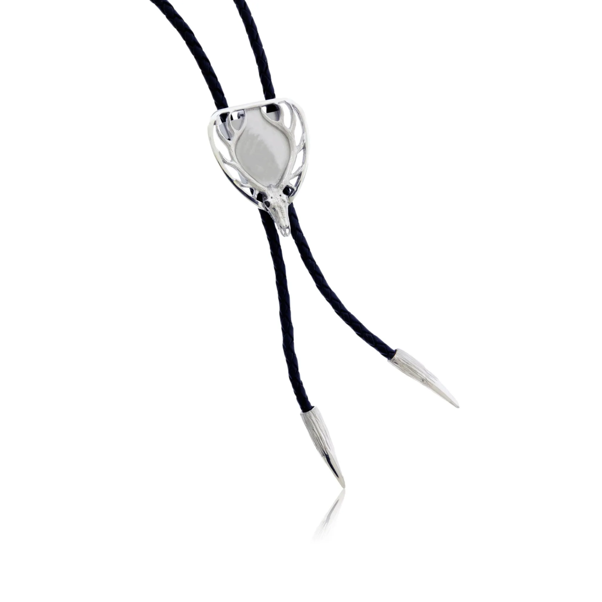 Elk Head with Elk Ivory Leather Bolo Tie