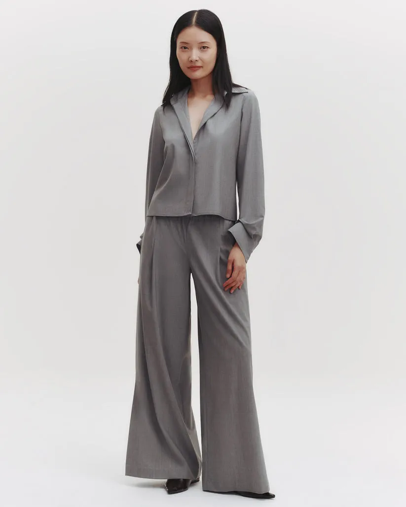 Eva Pant with Tux Pleat in Heather Grey