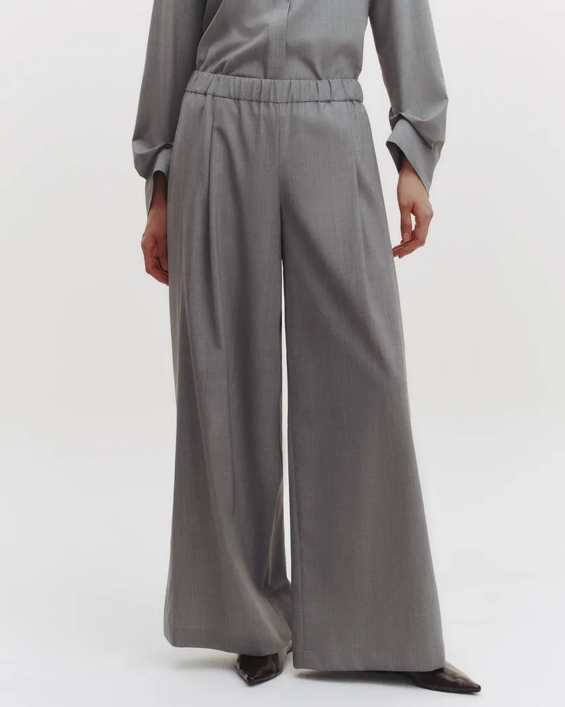 Eva Pant with Tux Pleat in Heather Grey