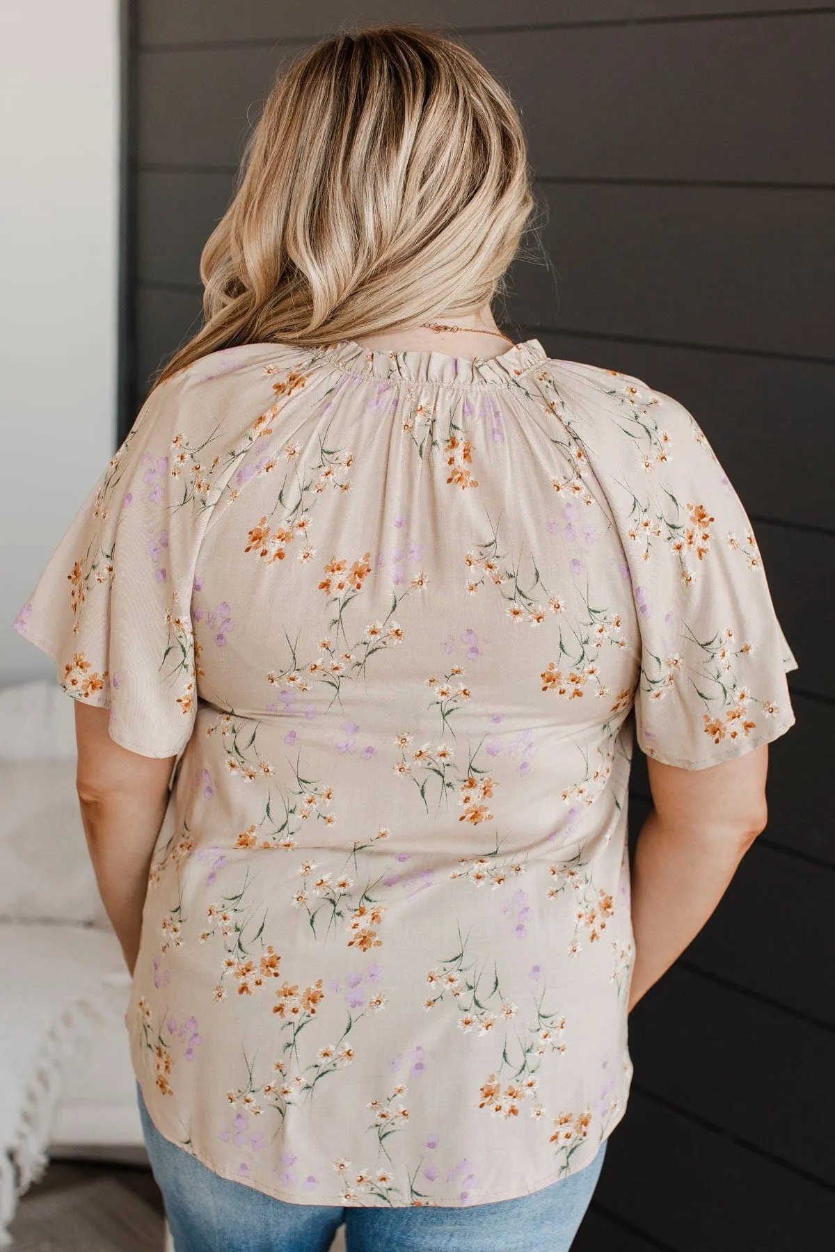 Forever Enchanted Floral Top- Taupe