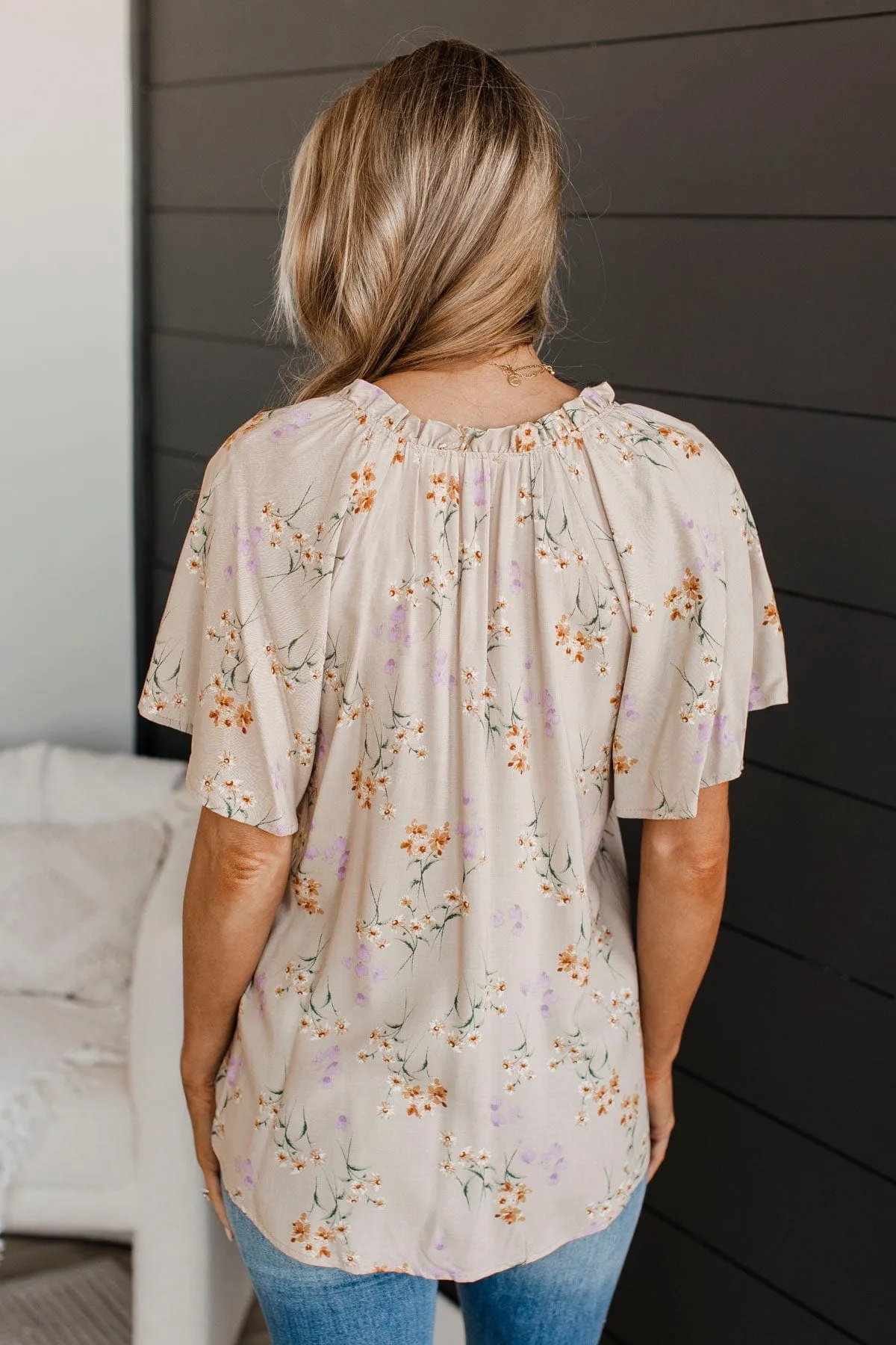 Forever Enchanted Floral Top- Taupe