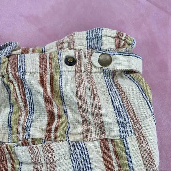 Free People Topanga Yarn Dyed Shorts New Large Boho Paper Bag Pocket striped