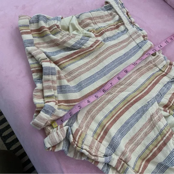 Free People Topanga Yarn Dyed Shorts New Large Boho Paper Bag Pocket striped