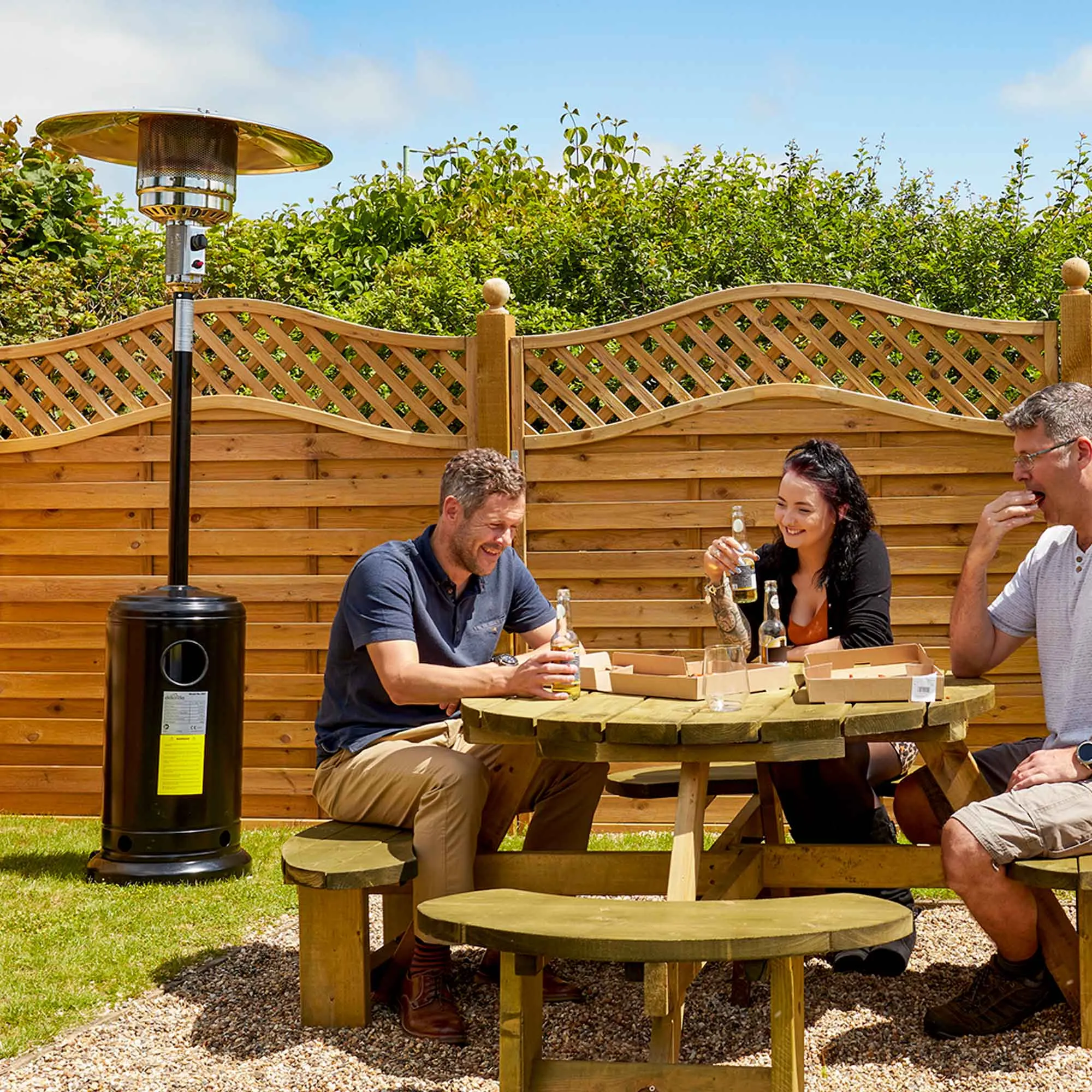 Freestanding Gas Patio Heater 13kW with Wheels & Cover for Commercial & Domestic Use, Black - DG220