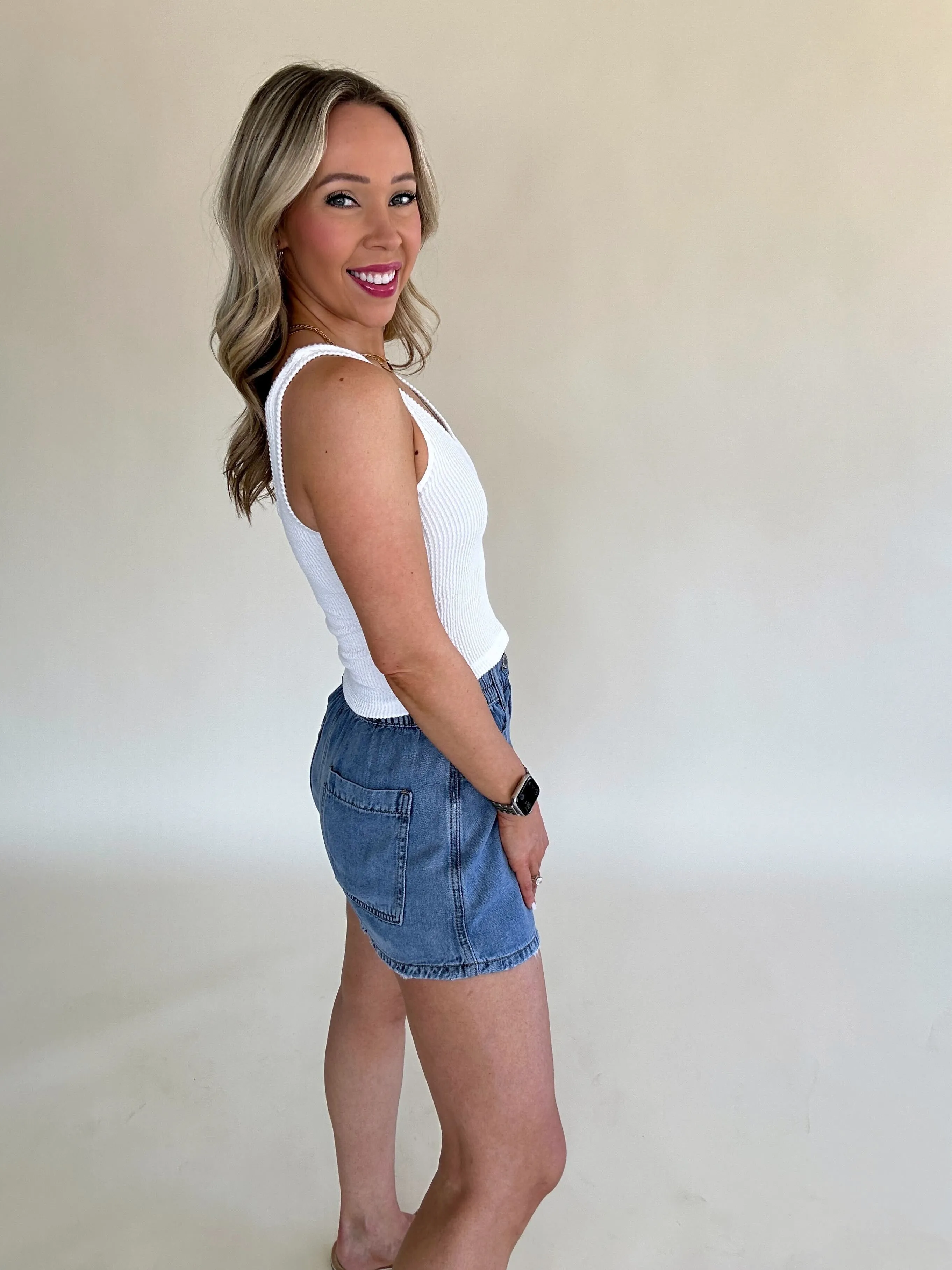 Fun In The Sun Cropped Tank - Off White