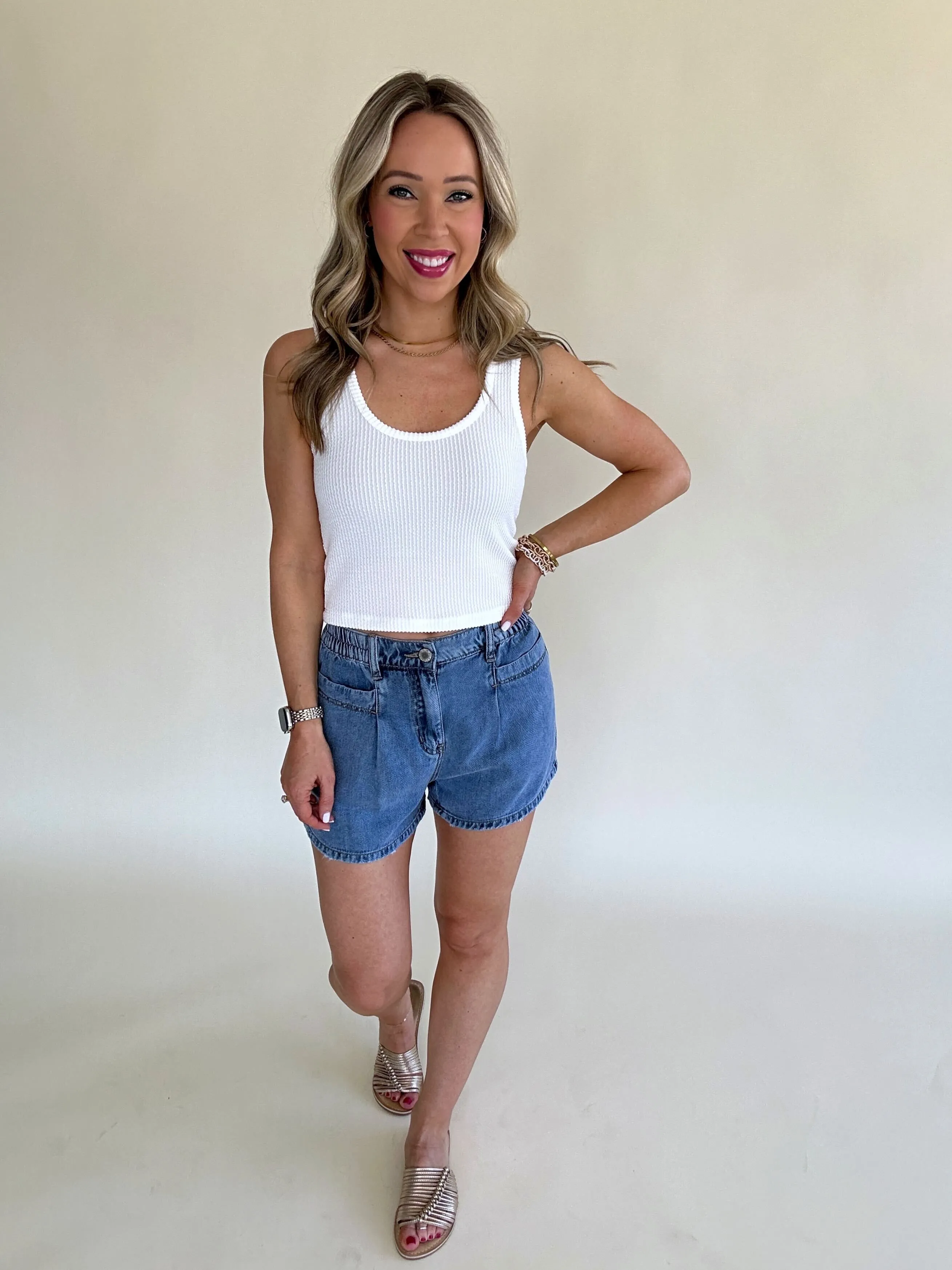 Fun In The Sun Cropped Tank - Off White