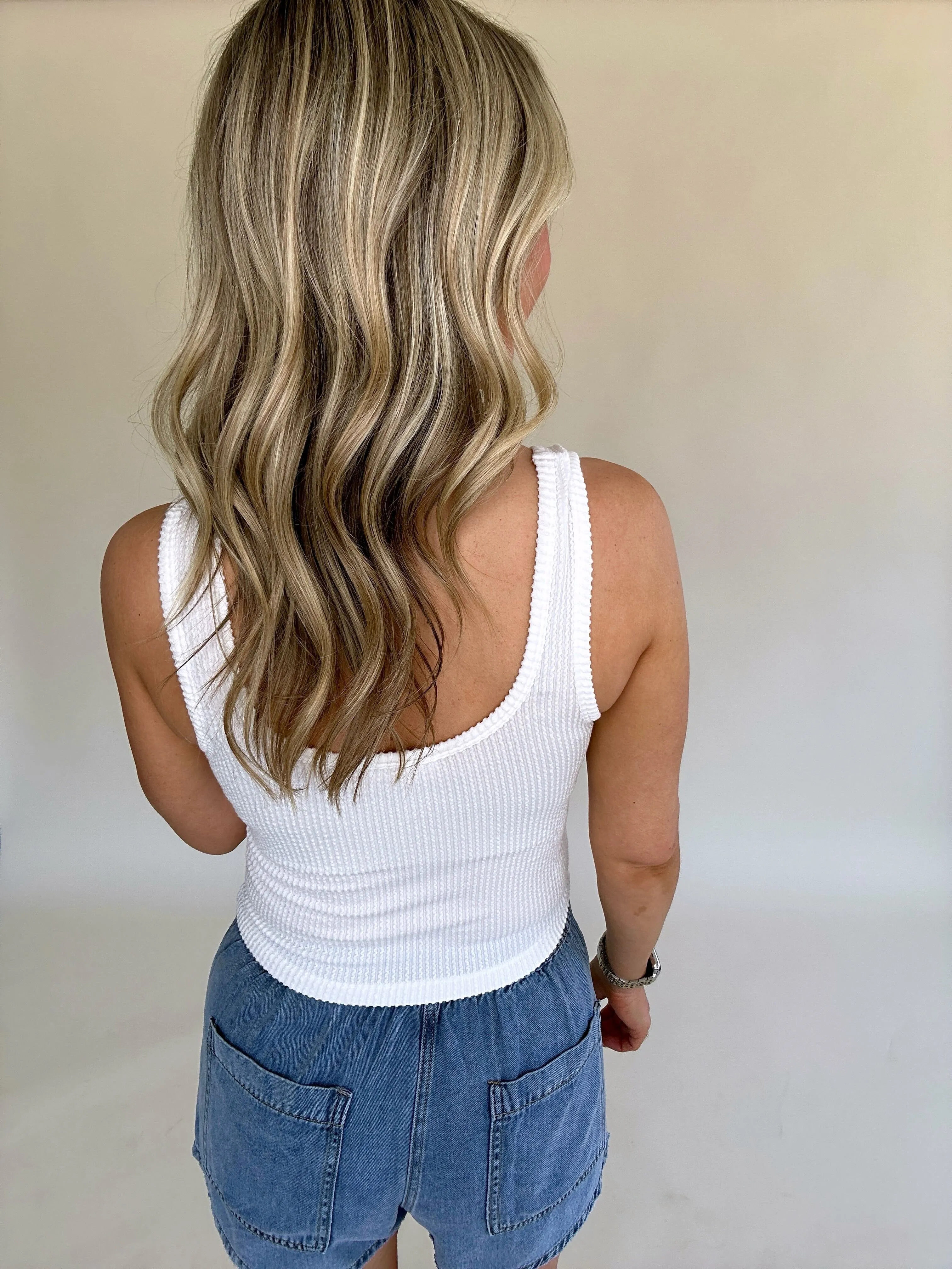 Fun In The Sun Cropped Tank - Off White