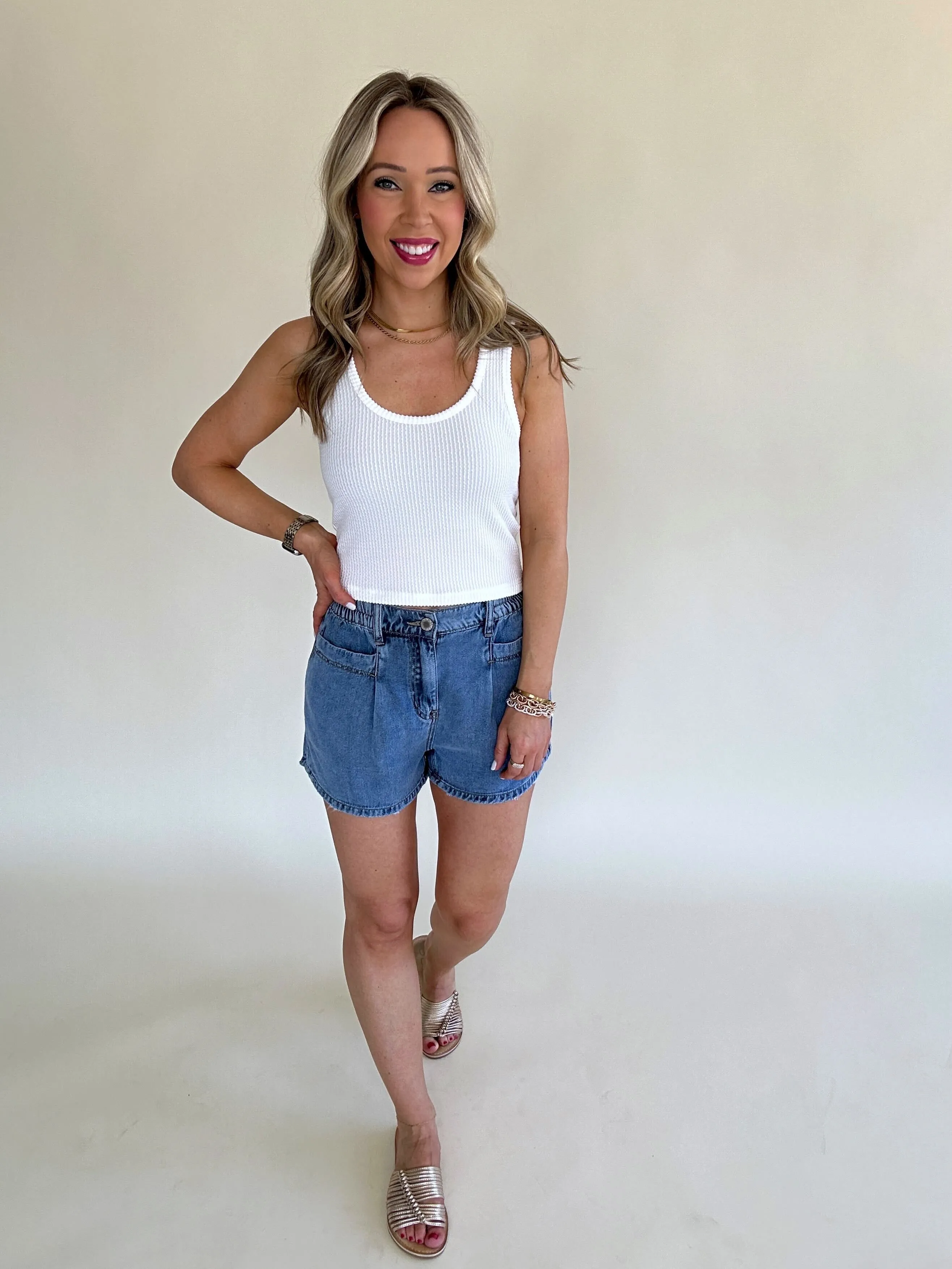 Fun In The Sun Cropped Tank - Off White