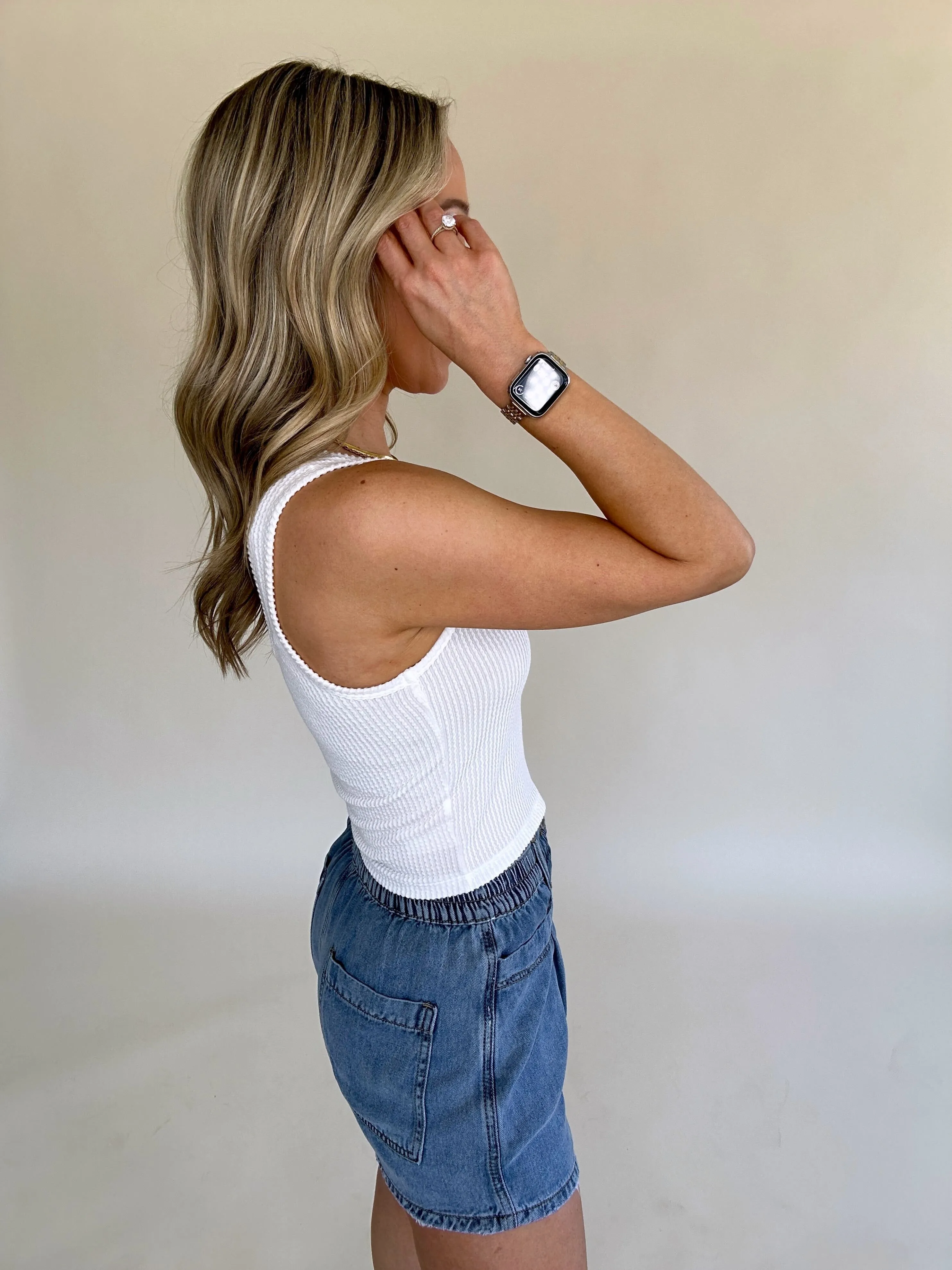 Fun In The Sun Cropped Tank - Off White