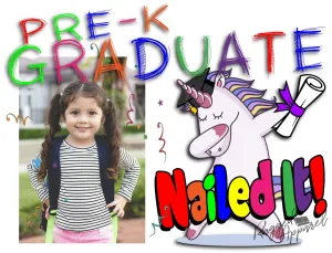 Girls Pre-K Graduate Personalized Photo Sign With Dabbing Unicorn