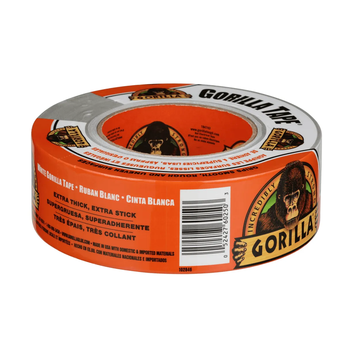 Gorilla Glue White Tape | 30yd | Double Thick Adhesive Tape | Weather Resistant