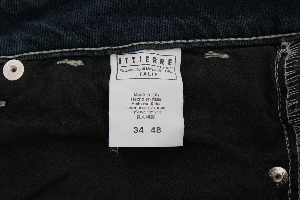 Green Stretch Cotton Slim Fit Jeans
