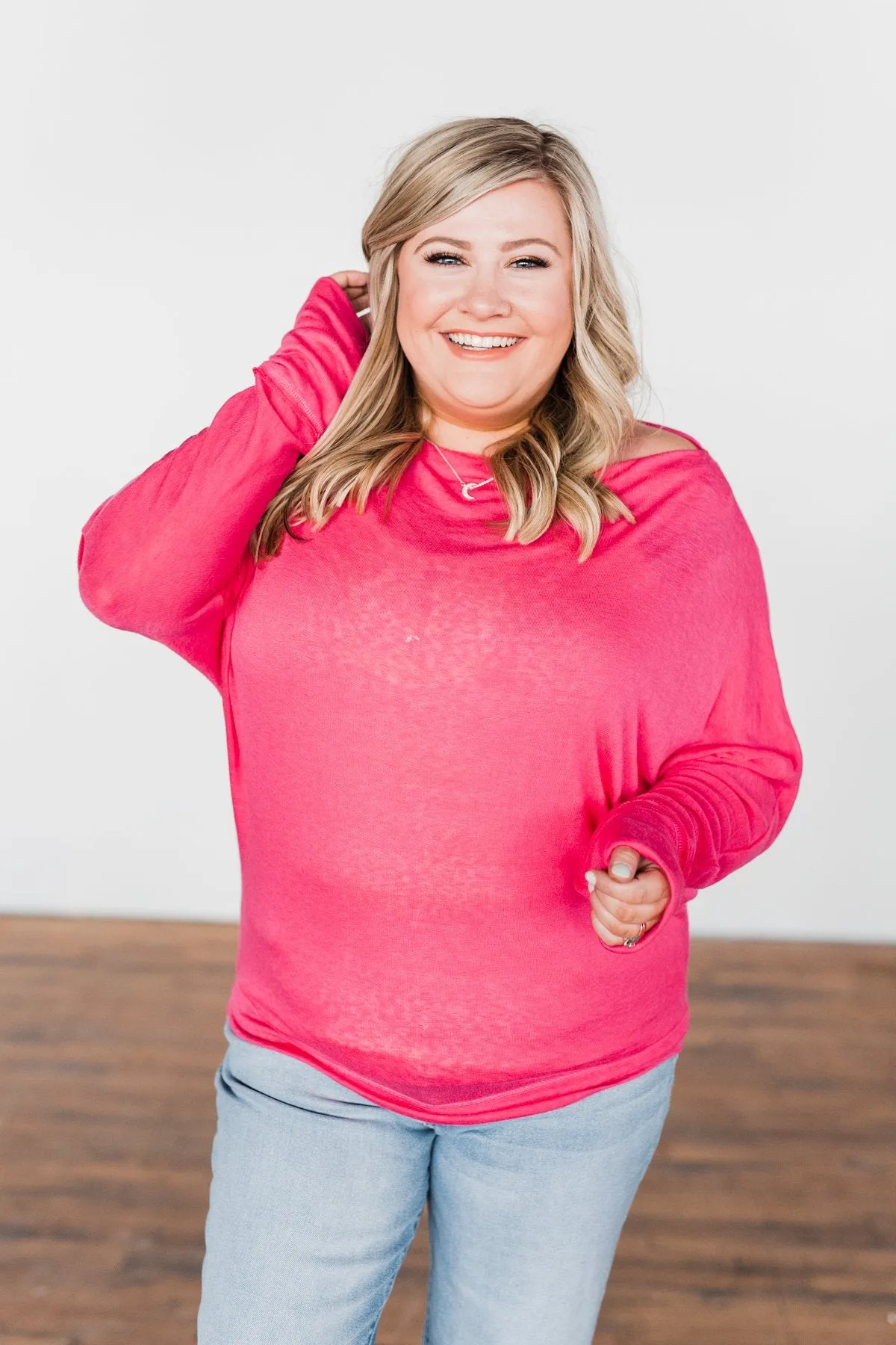 Hometown Cutie Lightweight Dolman Top- Hot Pink