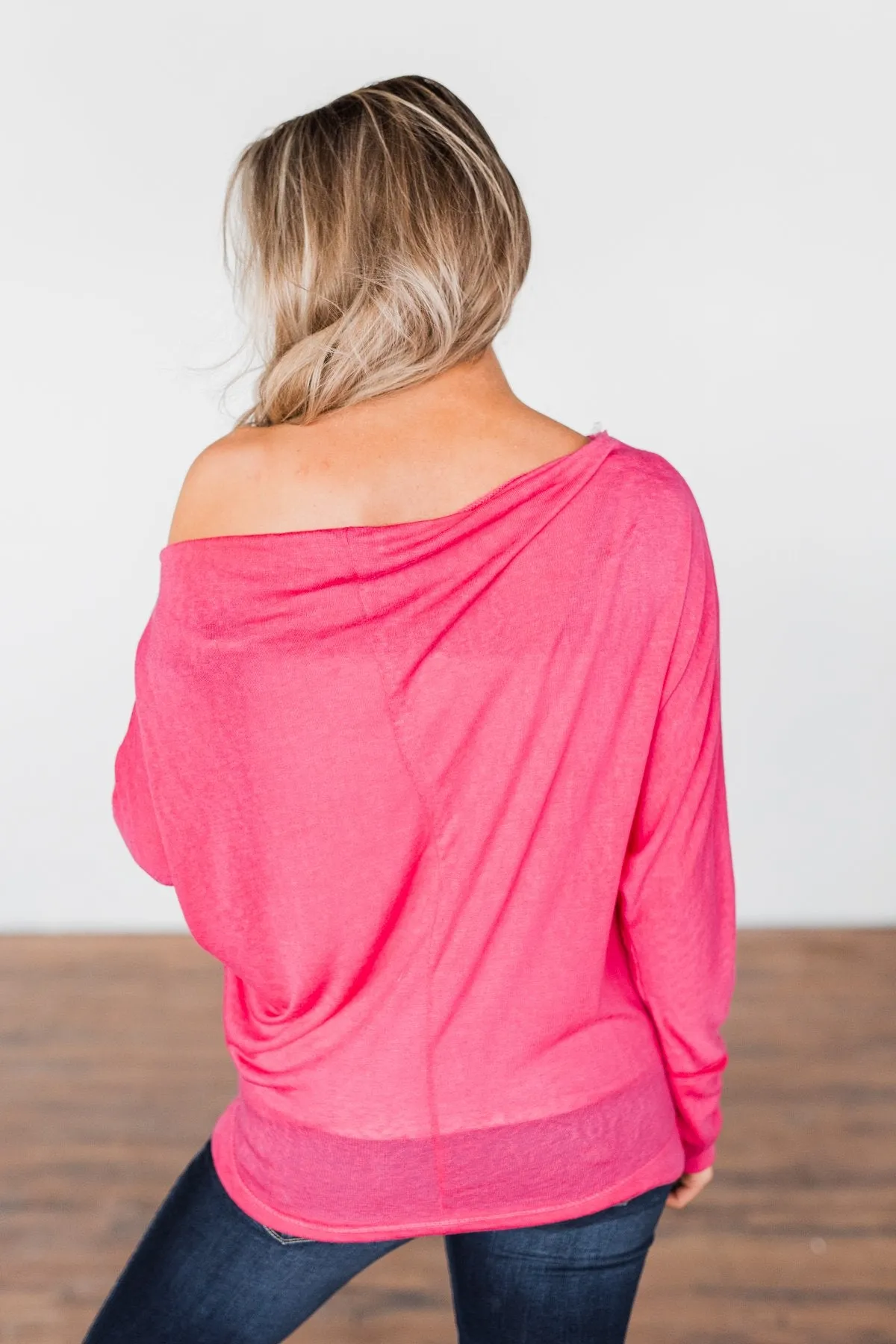Hometown Cutie Lightweight Dolman Top- Hot Pink