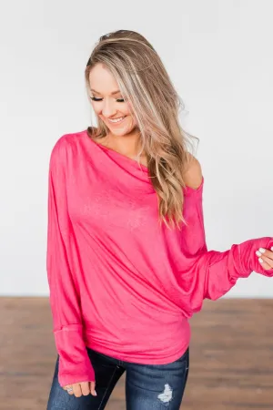 Hometown Cutie Lightweight Dolman Top- Hot Pink