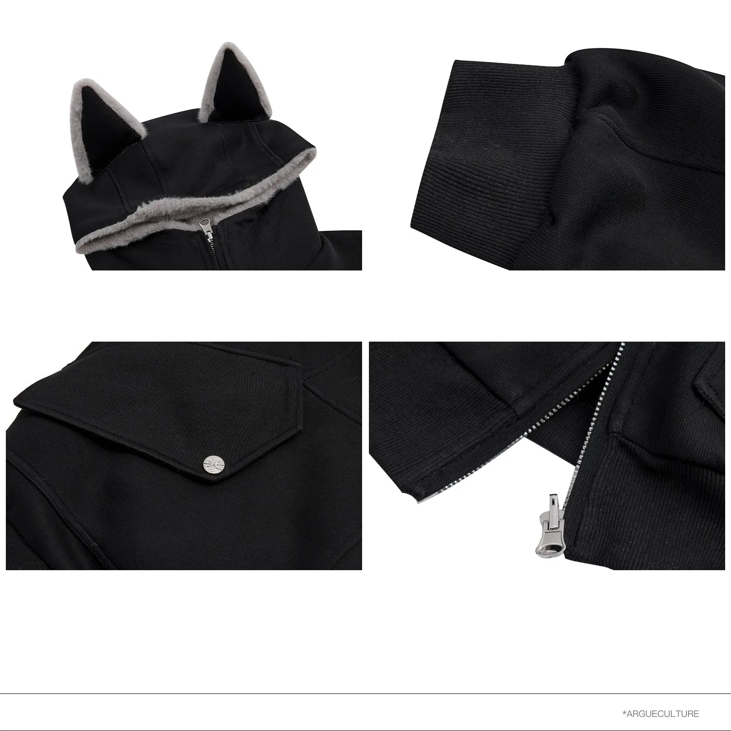 Hooded Insulated Jacket with Ear Design