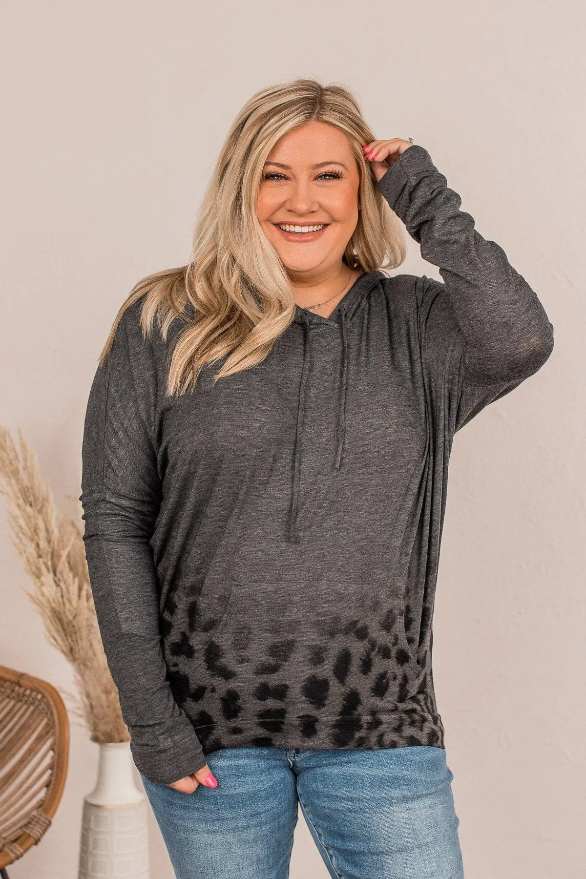 I Can And Will Lightweight Hoodie- Charcoal Leopard