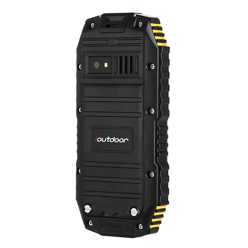 iOutdoor T1 Rugged Phone - IP68 Waterproof, Bluetooth, Dual-IMEI, 2MP Camera, Flashlight, 2100mAh Battery (Yellow)