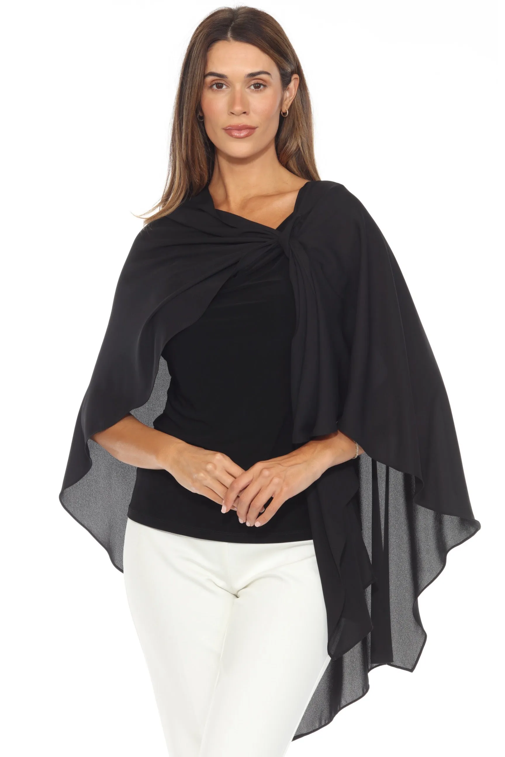 Joseph Ribkoff Black Lightweight Georgette Poncho Cover-Up 243796