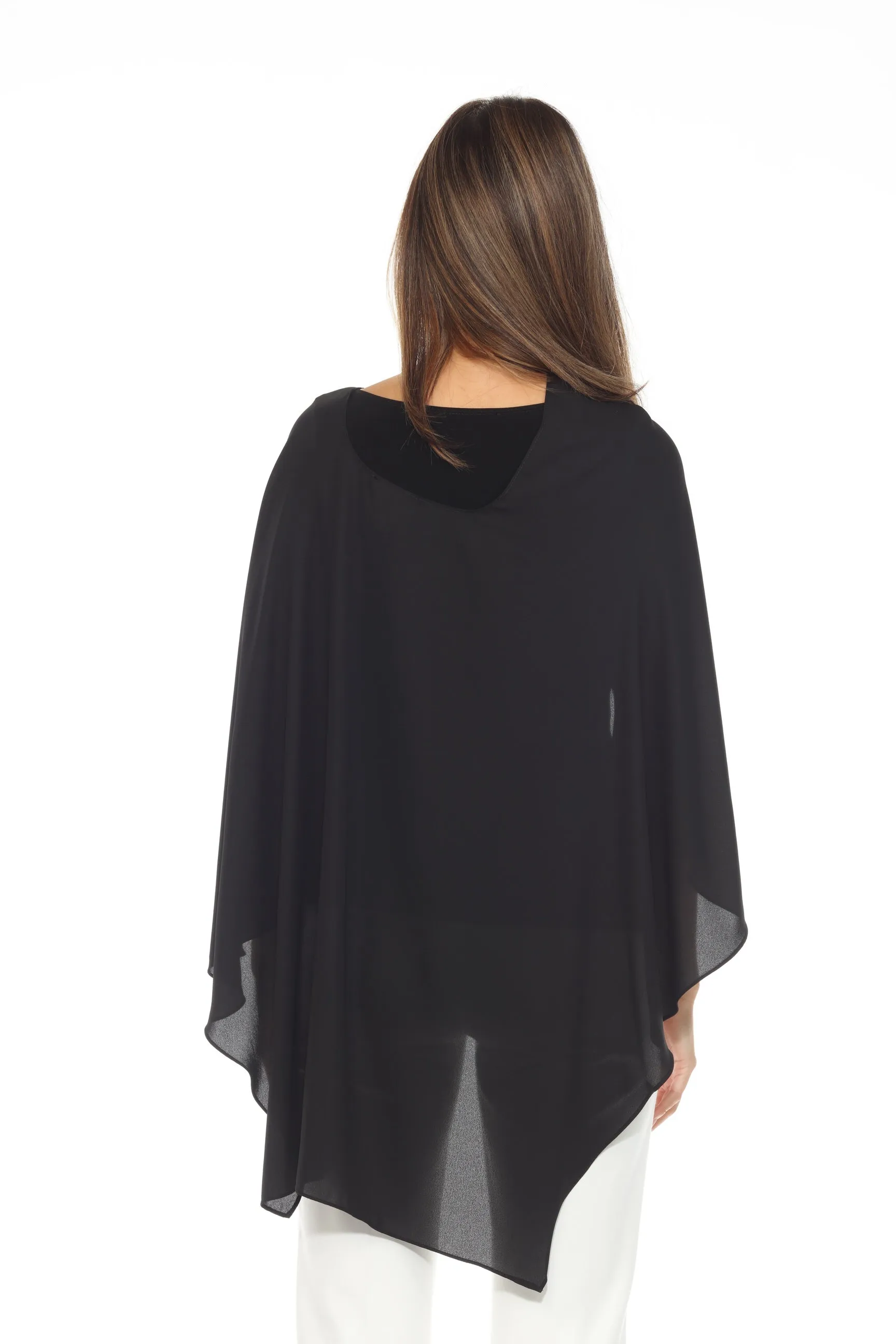 Joseph Ribkoff Black Lightweight Georgette Poncho Cover-Up 243796