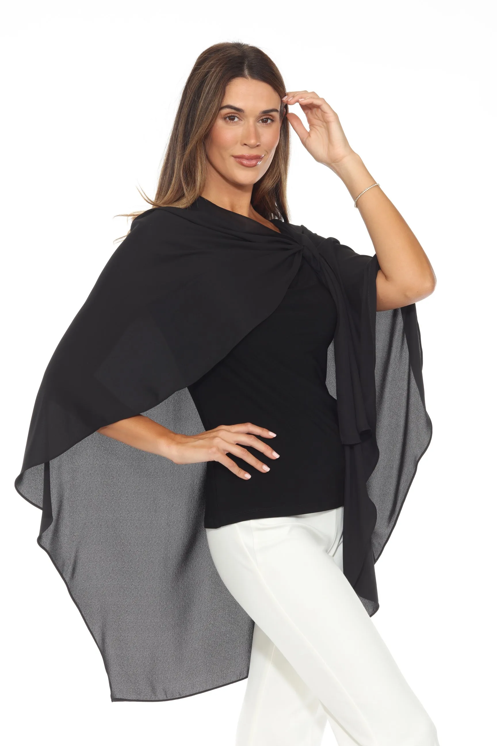 Joseph Ribkoff Black Lightweight Georgette Poncho Cover-Up 243796