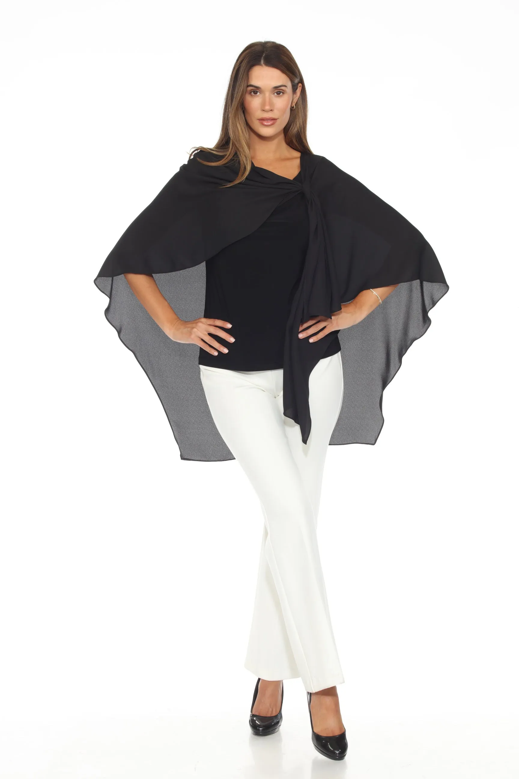 Joseph Ribkoff Black Lightweight Georgette Poncho Cover-Up 243796