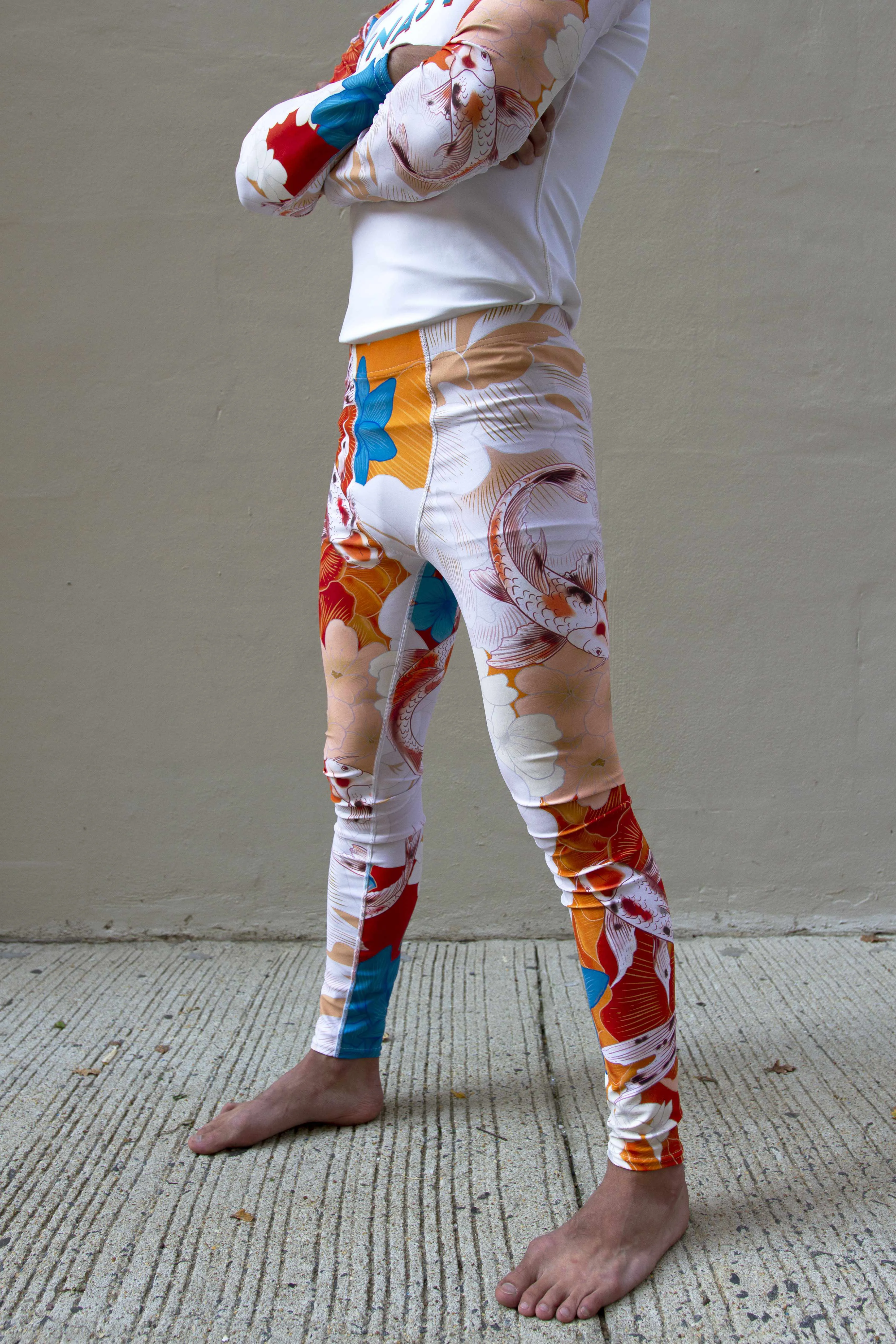 Koi Garden Grappling Spats (Teal / Orange)