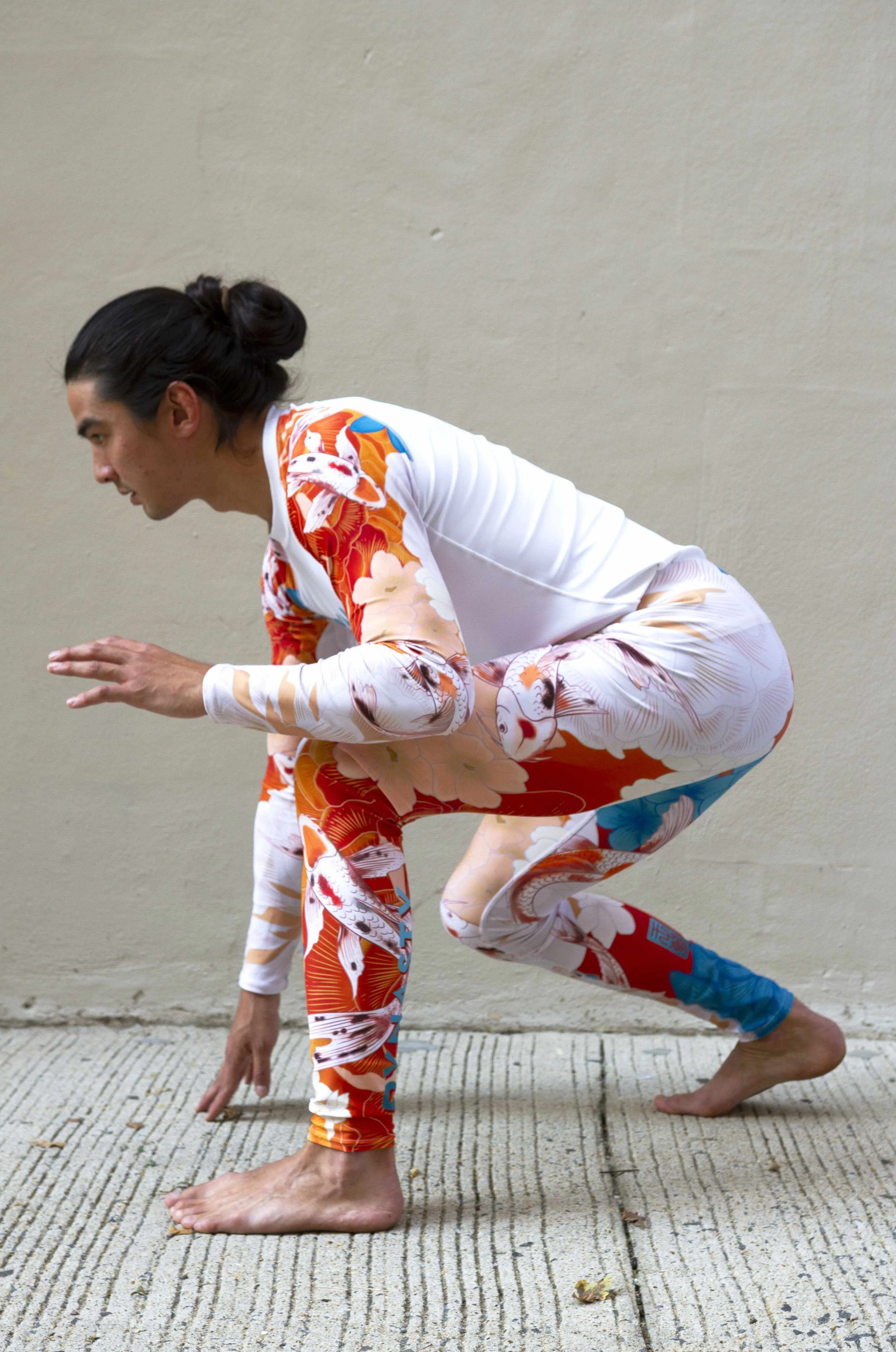 Koi Garden Grappling Spats (Teal / Orange)
