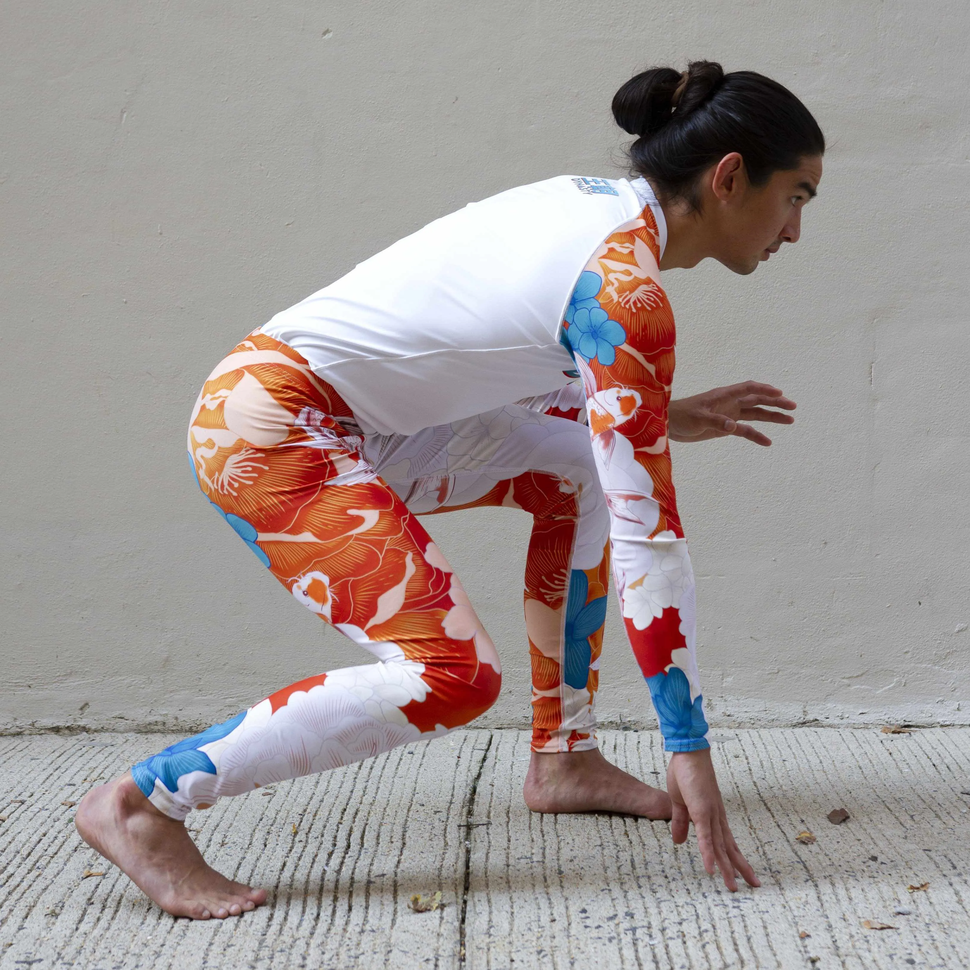 Koi Garden Rash Guard (Teal / Orange)