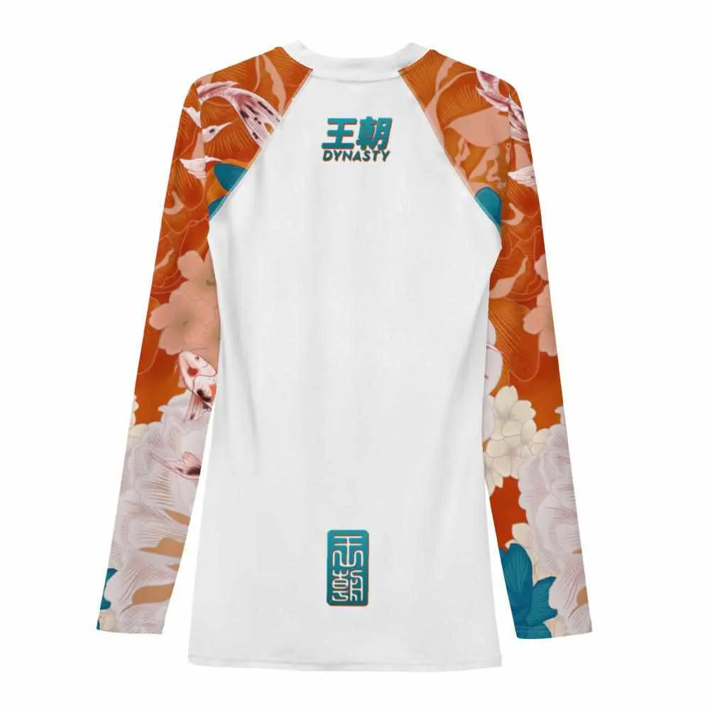 Koi Garden Rash Guard (Teal / Orange)