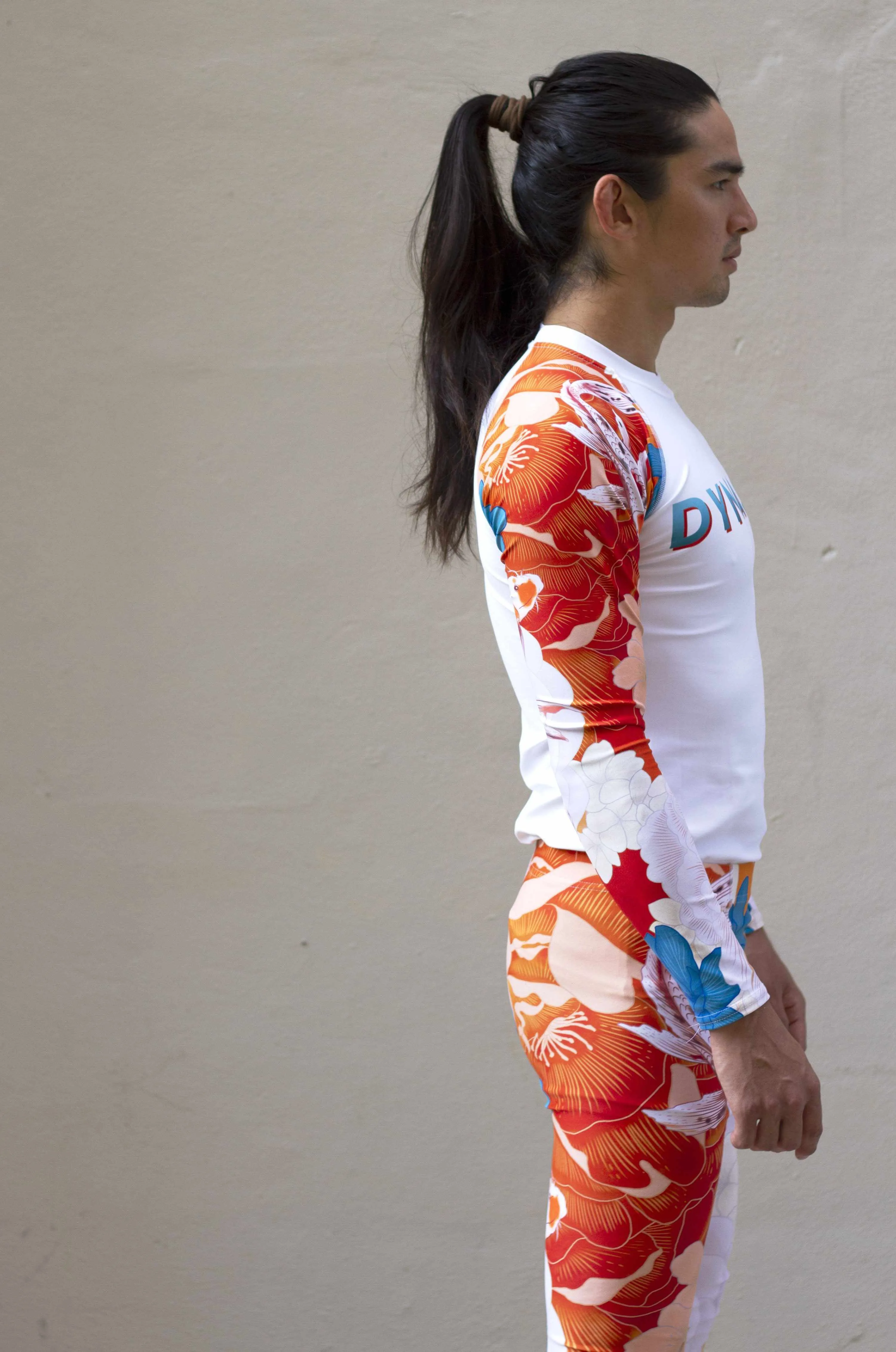 Koi Garden Rash Guard (Teal / Orange)