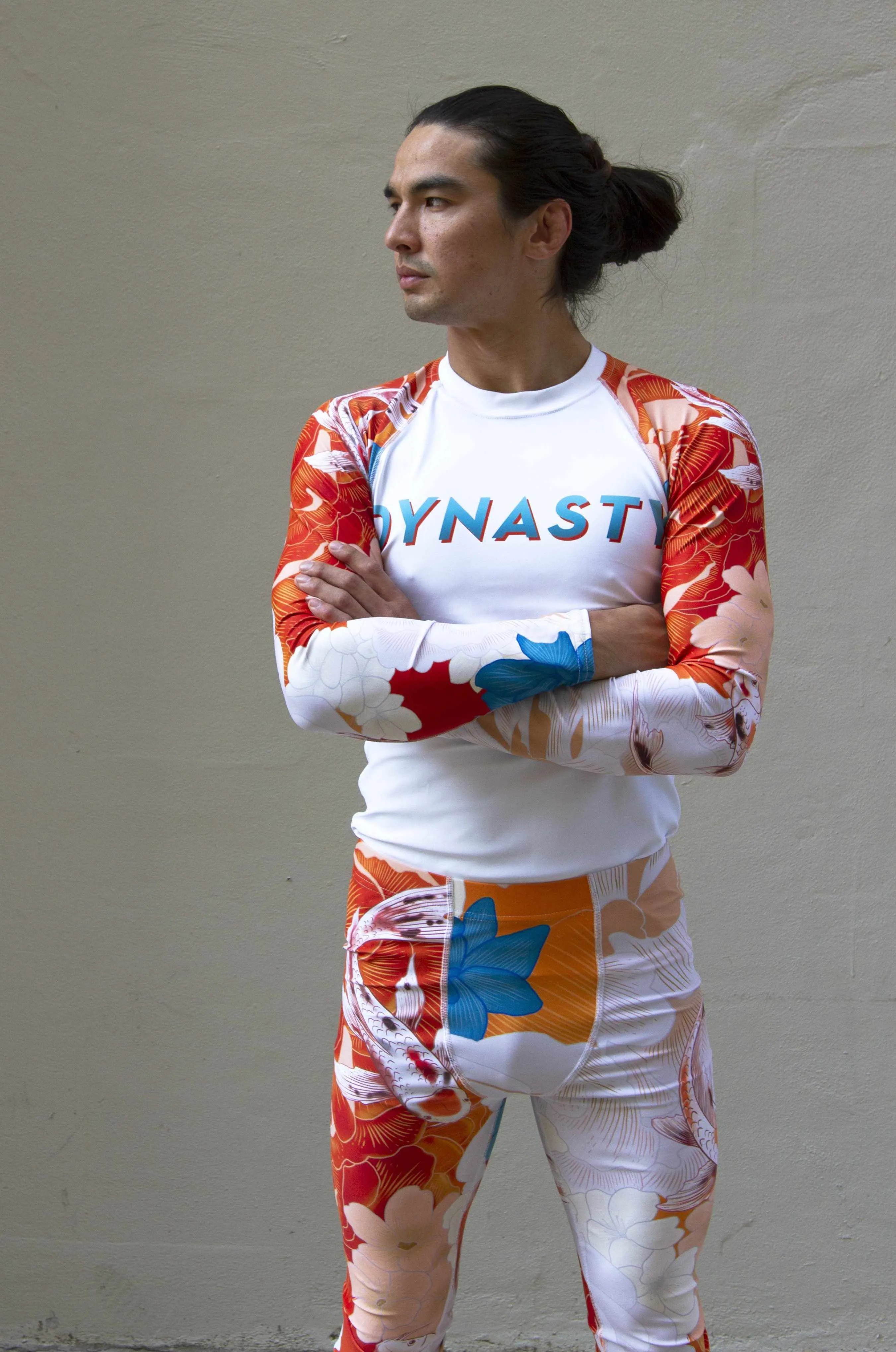Koi Garden Rash Guard (Teal / Orange)