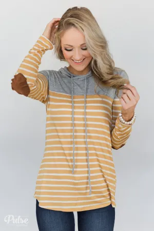 Lightweight Striped Hooded Top- Honey Yellow
