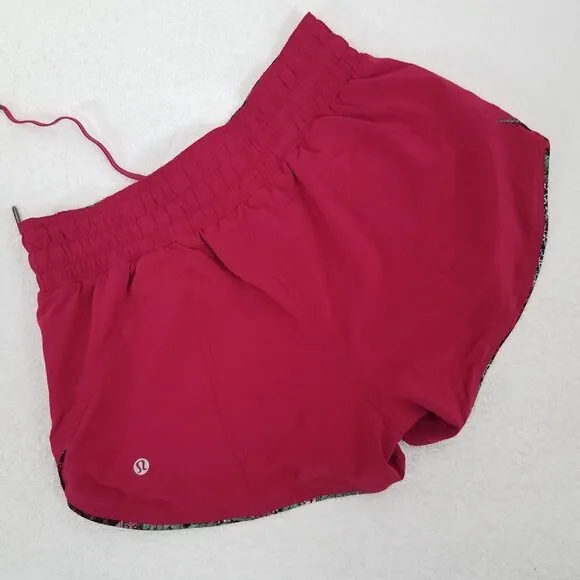 Like NEW Lululemon 4 Choose a Side 3&quot; Athletic Shorts Ruby Red / Zen Floral