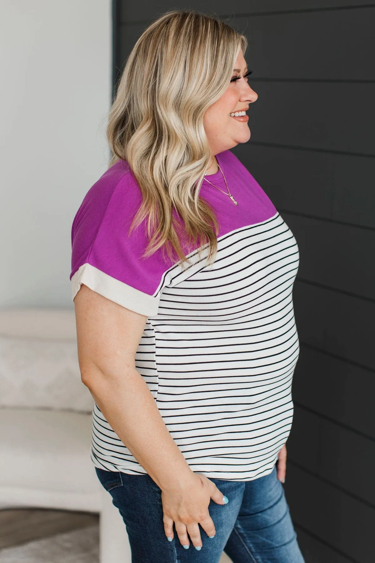 Love Someone Color Block Top- Ivory & Magenta