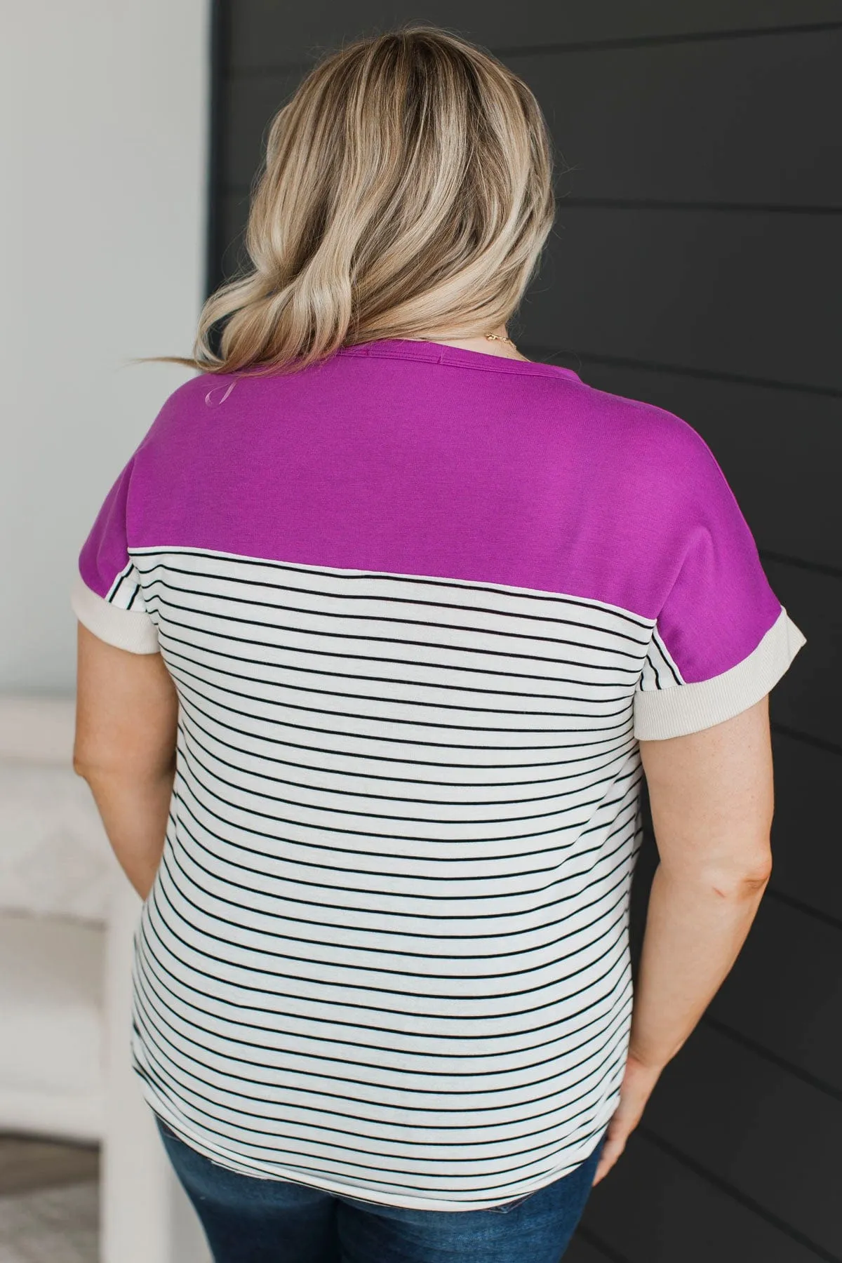Love Someone Color Block Top- Ivory & Magenta