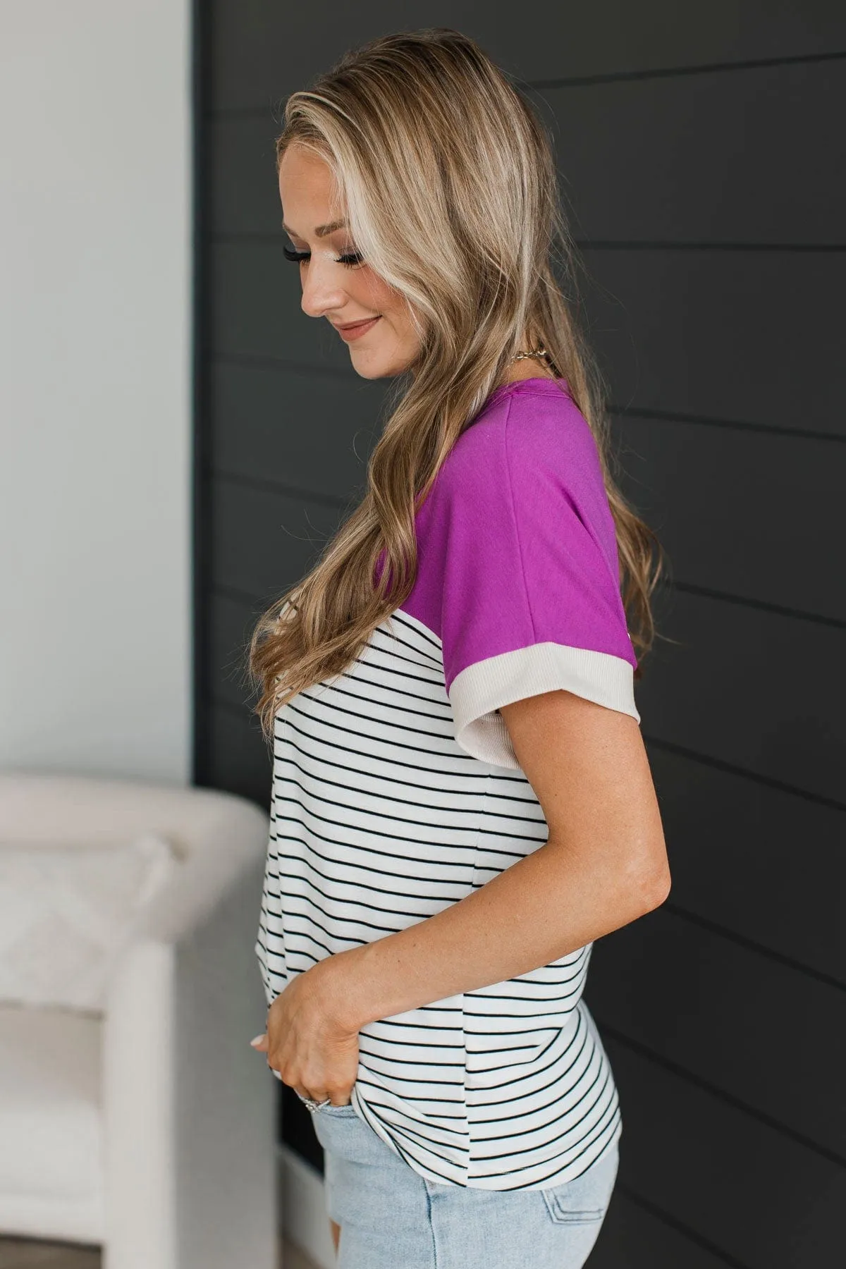 Love Someone Color Block Top- Ivory & Magenta